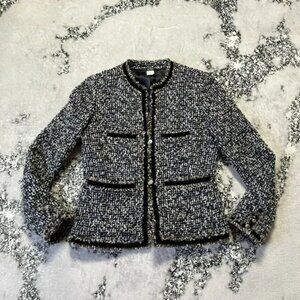 J Crew Blazer Womens Size 4 Confetti Tweed Boucle Jacket Wool Blend